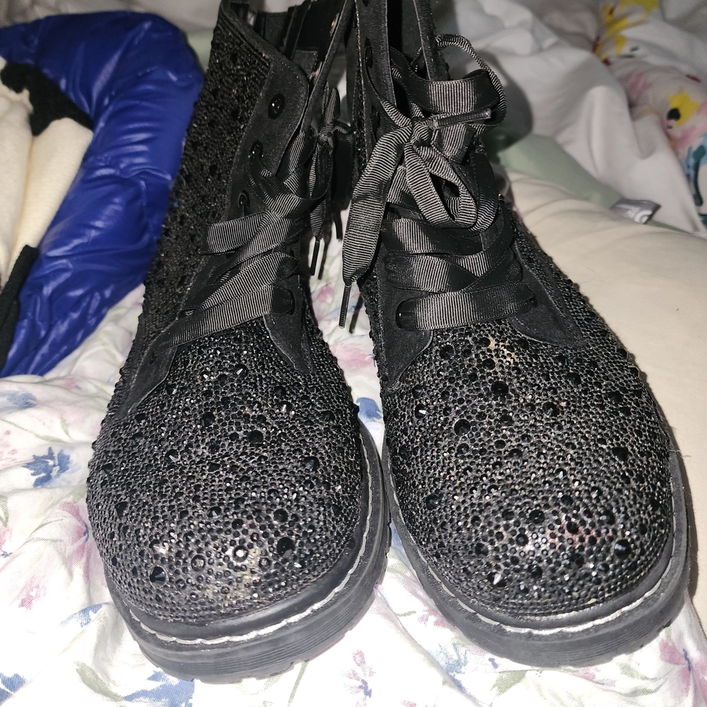 Torrid Black Glitter Ankle Boots